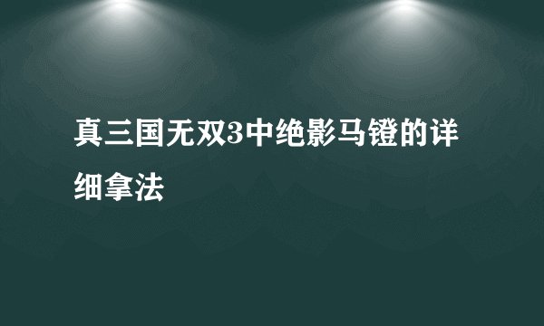 真三国无双3中绝影马镫的详细拿法