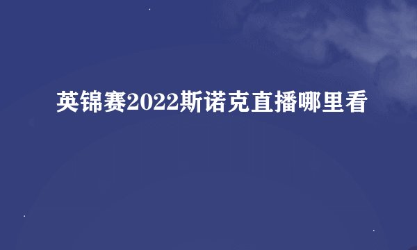 英锦赛2022斯诺克直播哪里看