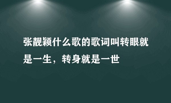 张靓颖什么歌的歌词叫转眼就是一生，转身就是一世