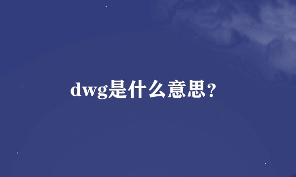 dwg是什么意思？