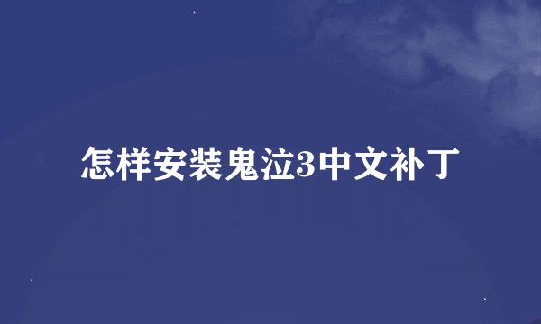 怎样安装鬼泣3中文补丁