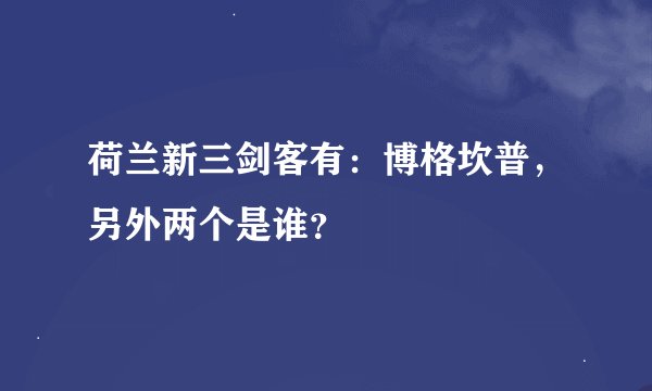 荷兰新三剑客有：博格坎普，另外两个是谁？