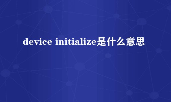 device initialize是什么意思