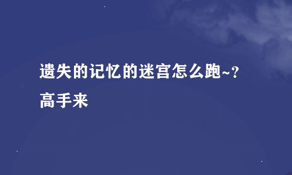 遗失的记忆的迷宫怎么跑~？高手来