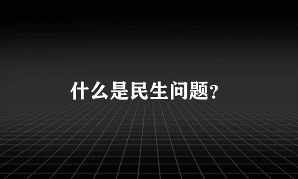 什么是民生问题？
