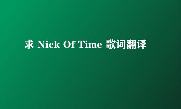 求 Nick Of Time 歌词翻译