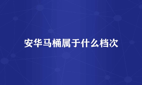 安华马桶属于什么档次