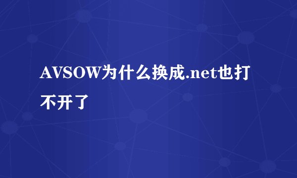 AVSOW为什么换成.net也打不开了