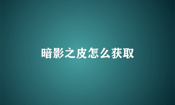 暗影之皮怎么获取