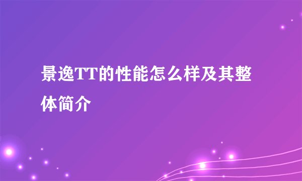 景逸TT的性能怎么样及其整体简介