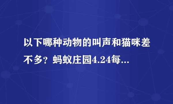 以下哪种动物的叫声和猫咪差不多？蚂蚁庄园4.24每日一题答案