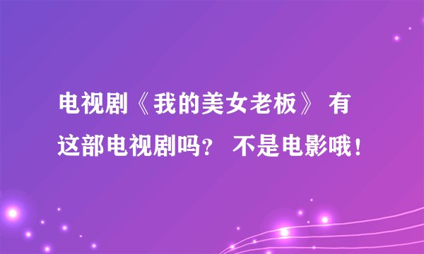电视剧《我的美女老板》 有这部电视剧吗？ 不是电影哦！