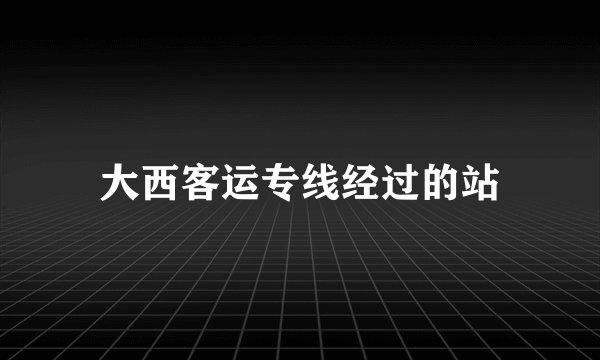 大西客运专线经过的站