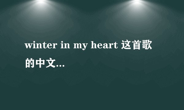 winter in my heart 这首歌的中文意思是什么