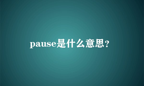 pause是什么意思？