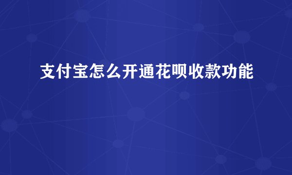 支付宝怎么开通花呗收款功能