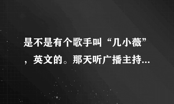 是不是有个歌手叫“几小薇”，英文的。那天听广播主持人说歌手叫“J小薇”，我实在搞不明白名字。