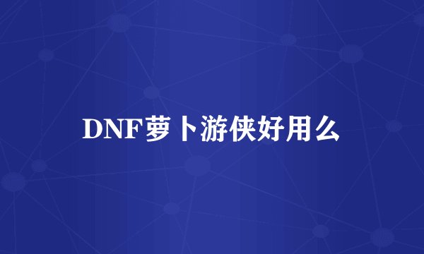 DNF萝卜游侠好用么