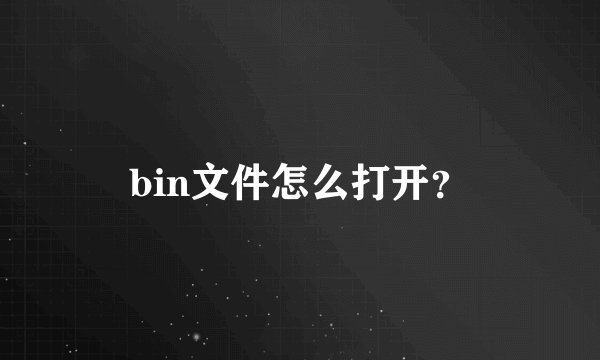 bin文件怎么打开？