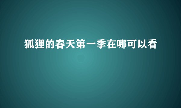 狐狸的春天第一季在哪可以看