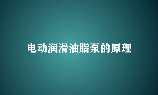 电动润滑油脂泵的原理