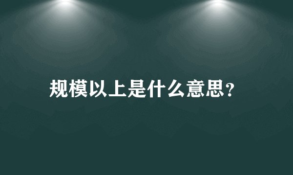 规模以上是什么意思？