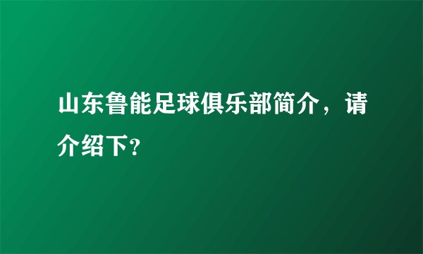山东鲁能足球俱乐部简介，请介绍下？