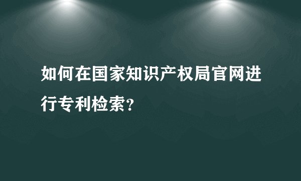 如何在国家知识产权局官网进行专利检索？