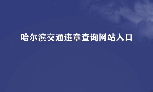 哈尔滨交通违章查询网站入口