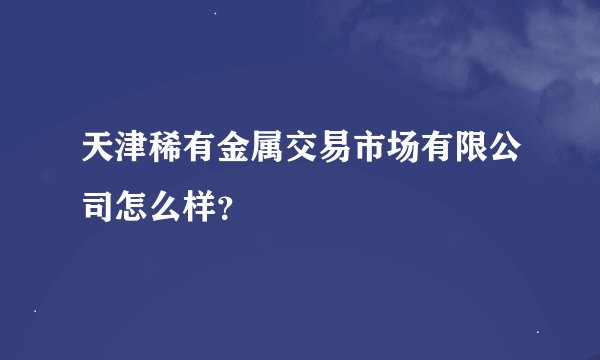天津稀有金属交易市场有限公司怎么样？