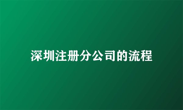 深圳注册分公司的流程