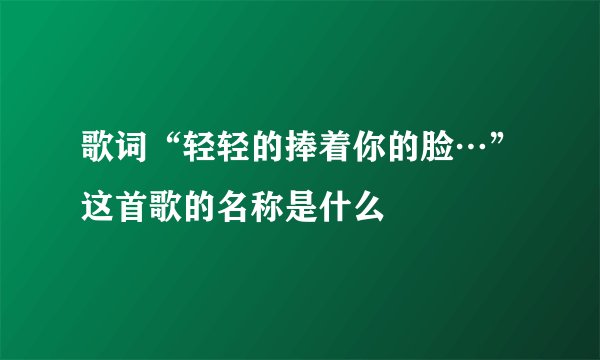 歌词“轻轻的捧着你的脸…”这首歌的名称是什么