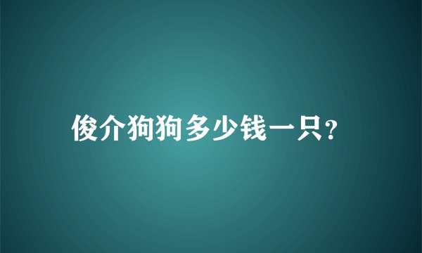 俊介狗狗多少钱一只？