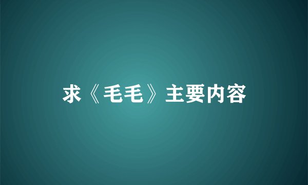 求《毛毛》主要内容