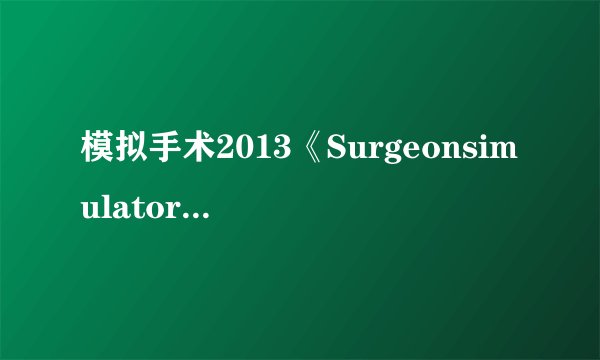 模拟手术2013《Surgeonsimulator2013》攻略