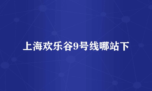 上海欢乐谷9号线哪站下