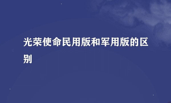 光荣使命民用版和军用版的区别