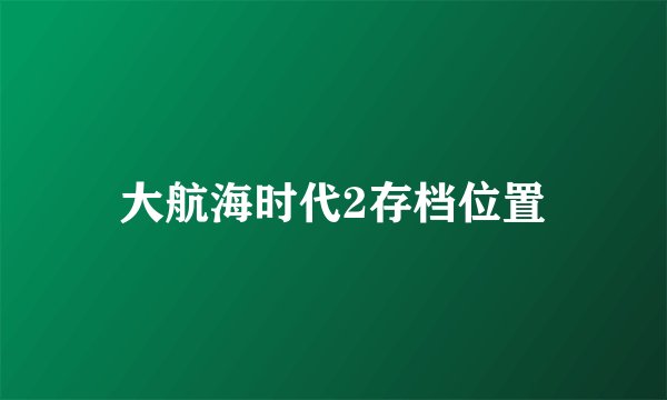 大航海时代2存档位置