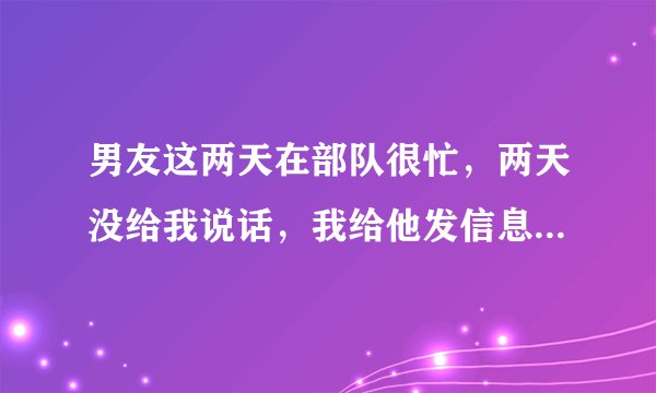 男友这两天在部队很忙，两天没给我说话，我给他发信息他也没回复我，我怎么问候他？到底该不该理会他？