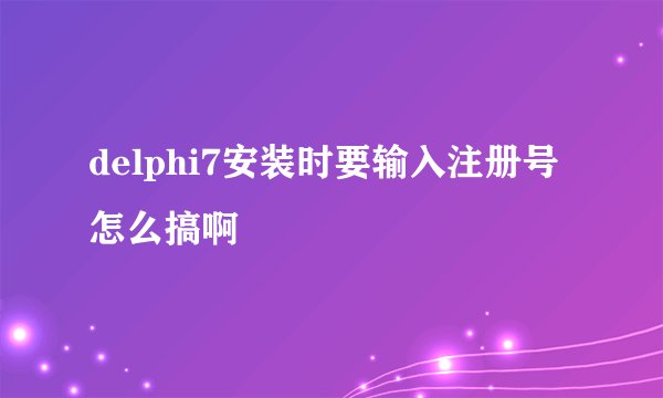 delphi7安装时要输入注册号怎么搞啊