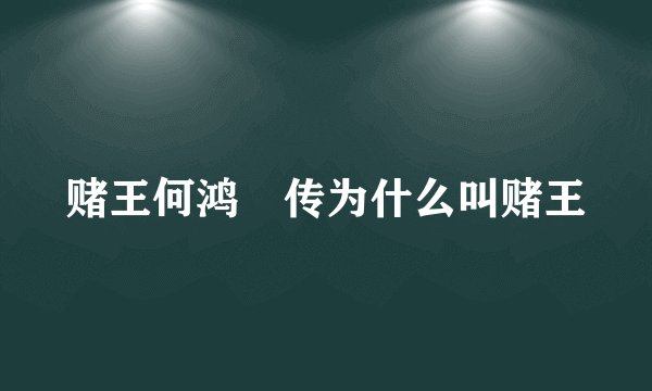 赌王何鸿燊传为什么叫赌王