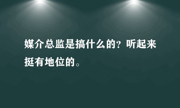 媒介总监是搞什么的?听起来挺有地位的。