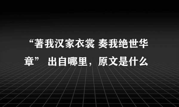 “著我汉家衣裳 奏我绝世华章” 出自哪里，原文是什么