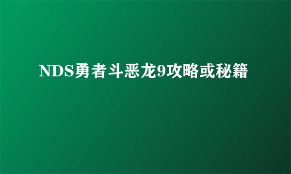 NDS勇者斗恶龙9攻略或秘籍