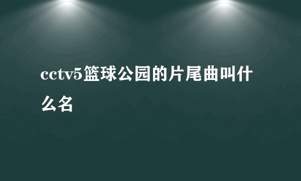 cctv5篮球公园的片尾曲叫什么名