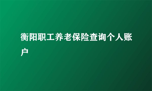 衡阳职工养老保险查询个人账户
