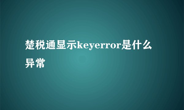 楚税通显示keyerror是什么异常
