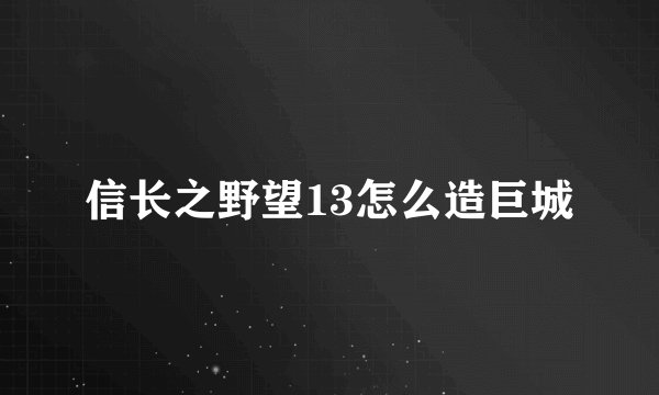 信长之野望13怎么造巨城