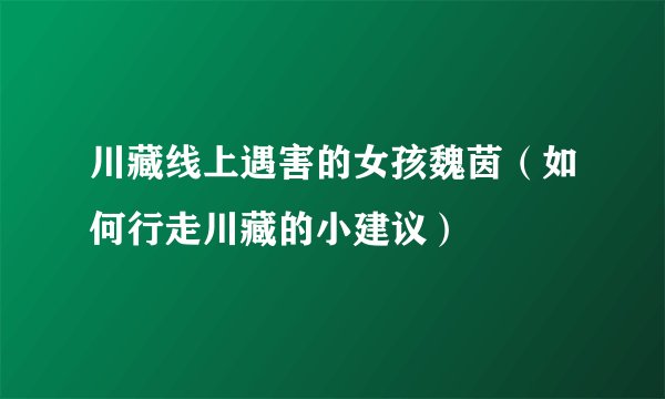川藏线上遇害的女孩魏茵（如何行走川藏的小建议）