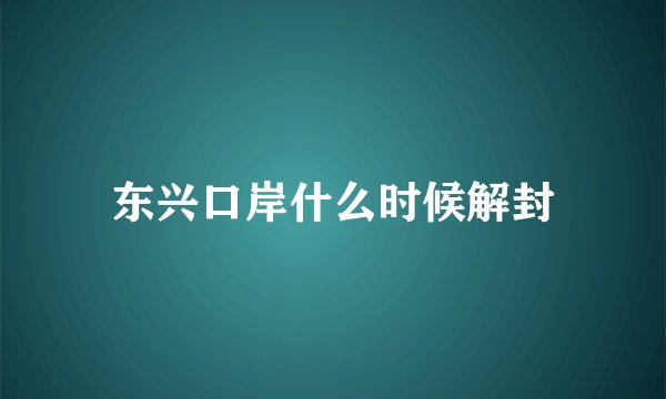 东兴口岸什么时候解封